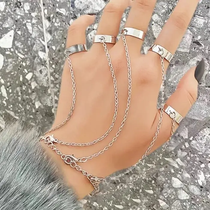 Ensemble de bagues-bracelets connectées créatives style punk