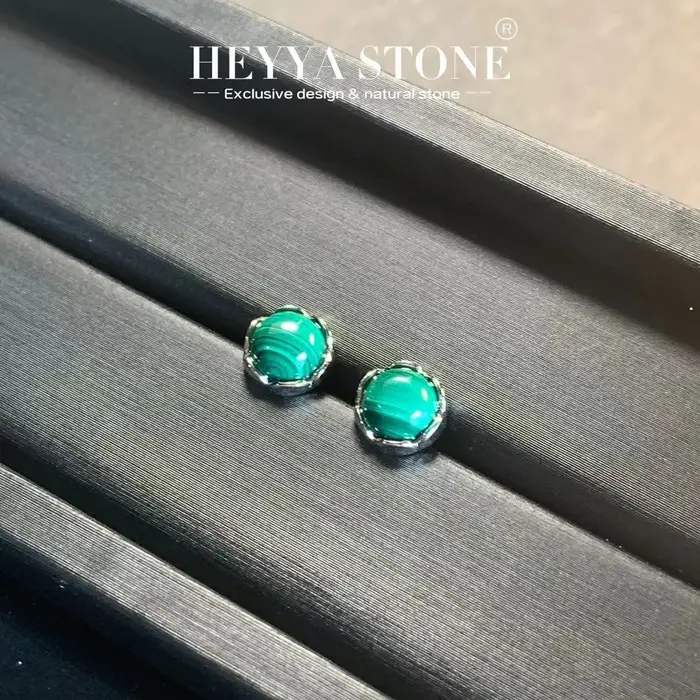 HEYYA – boucles d'oreilles en pierre Malachite naturelle pour femmes, argent 925, bijoux fins simple