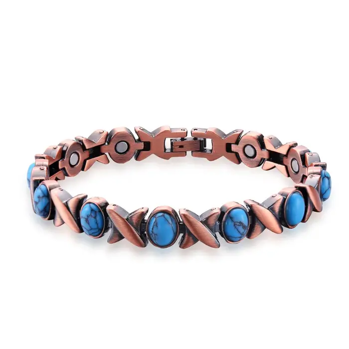 Bracelet de thérapie magnétique en métal solide pour femmes, bracelet en cuivre pour l'arthrite et l
