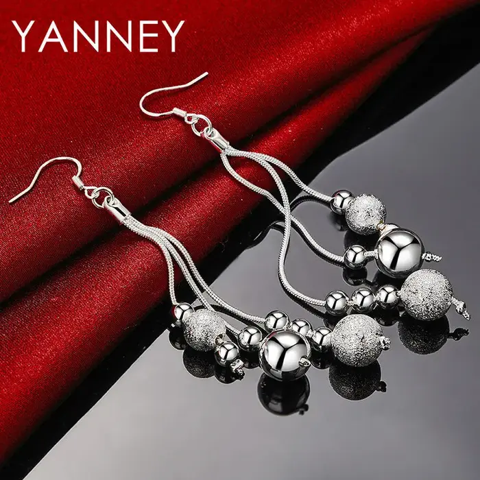 Boucles d'oreilles en argent Sterling 925 pour femmes élégantes perles à pampilles style moderne mariage occasions spéciales