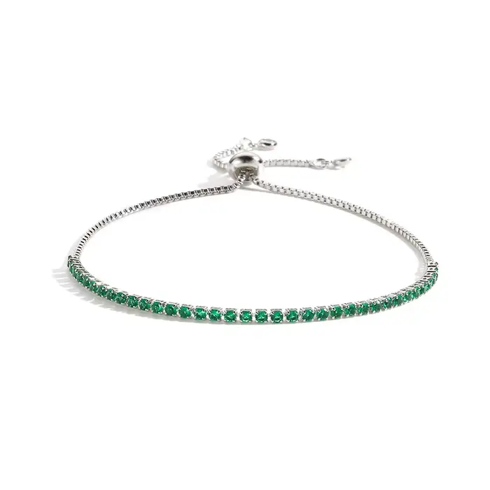 Bracelets de Tennis de luxe en zircone cubique émeraude pour femmes, plaqué or 18 carats, breloque v