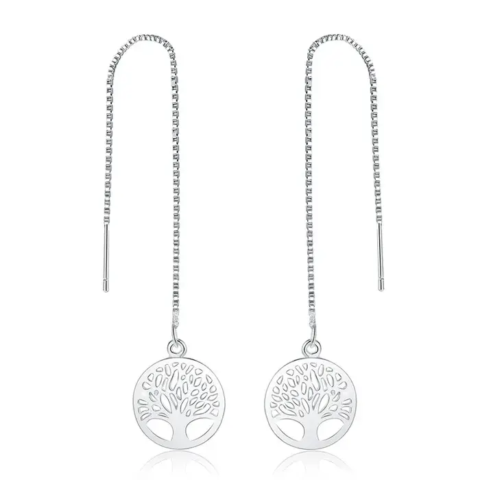 Boucles d'oreilles arbre de vie creux en argent Sterling 925 pour femmes