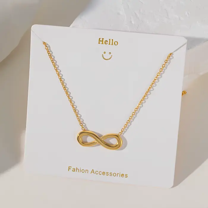 Colliers à breloques avec pendentif Infinity Love pour femmes, couleur or 18 carats, en acier inoxyd