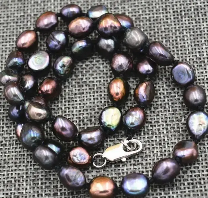 Amole-Collier de perles baroques d'eau douce naturelles, 8-9mm, 18"