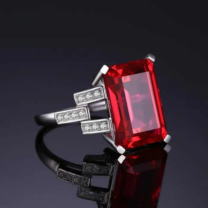 9.1ct rouge créé rubis 925 en argent Sterling Solitaire bague de fiançailles de mariage pour les femmes fête bijoux
