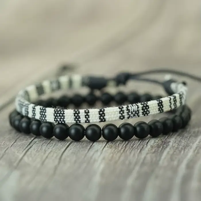 Noter ethnique hommes Bracelet ensemble tressé à la main bohême tissu Braclet polyvalent hommes poignet accessoires Pulseria Hombre Yoga Joias