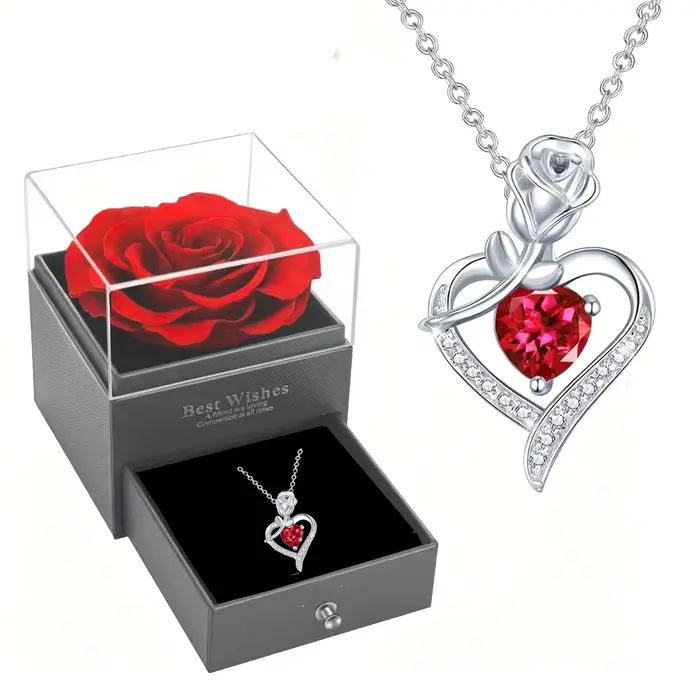 Collier pendentif coeur boîte Rose, cadeau de bijoux je t'aime pour maman, femme, amant, fille, peti