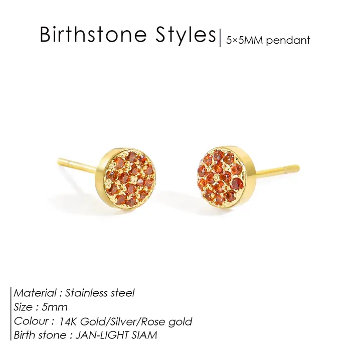 EManco Nouvelles Boucles d'Oreilles Perforées Pierre de Naissance en Zirconium, Bijoux en Acier Inox