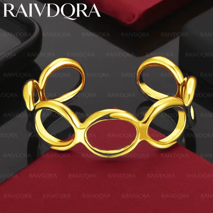 Bracelet ouvert rond plaqué or 18 carats pour femmes et hommes, bijoux à la mode, accessoires de fêt