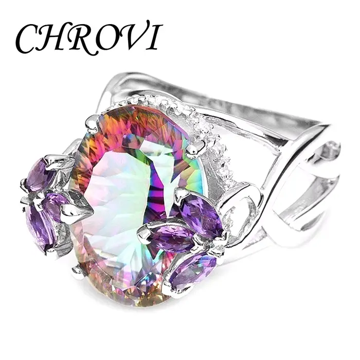 Bague de princesse en argent pur 95% exquis, nouveau modèle avec pierres précieuses en zircone sept 