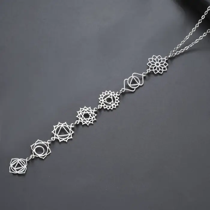 Collier de Yoga 7 chakras, pendentif en acier inoxydable pour méditation, cadeau spirituel Boho
