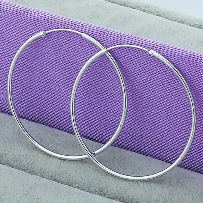 Cercle rond 35/50/60mm boucles d'oreilles couleur argent pour femme mariage fiançailles fête mode ch