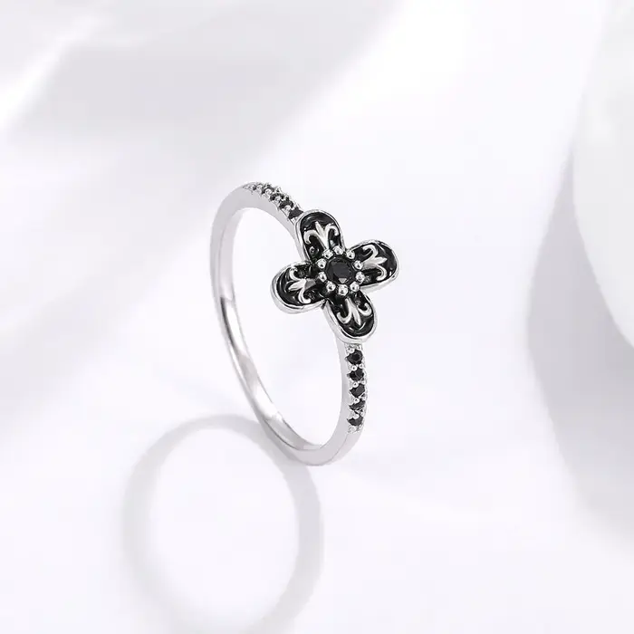 Monkton 100% S925 argent Sterling trèfle noir fleur anneaux pour femmes