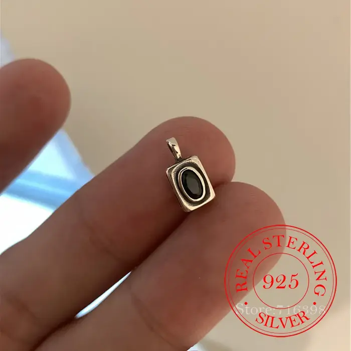Collier en argent Sterling 925 pour femmes, pendentif carré coréen géométrique Turquoise, bijoux cad