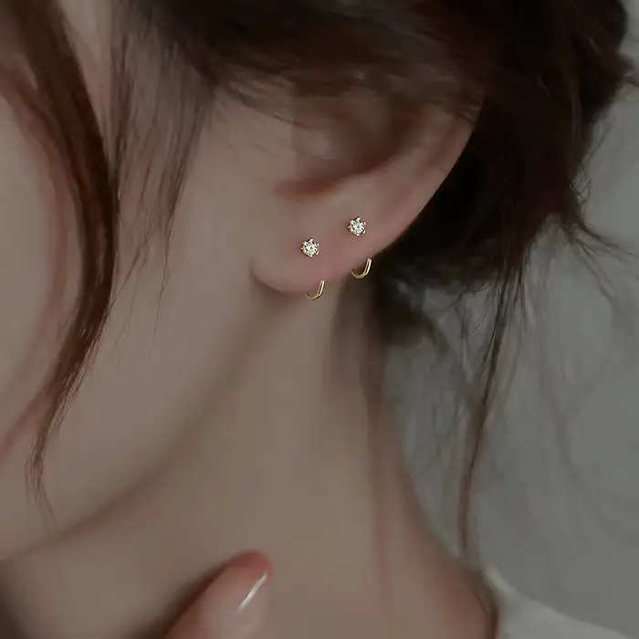 Boucles d'oreilles créoles à nœud en acier inoxydable pour femmes, plaqué or et argent brillant, ten