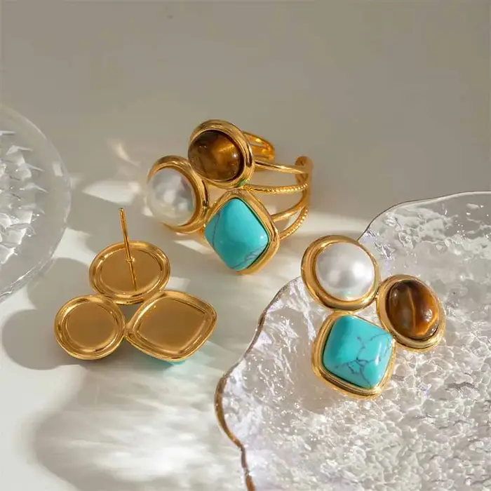 Boucles d'oreilles en acier inoxydable or avec motifs géométriques vendange pour femmes occasions spéciales