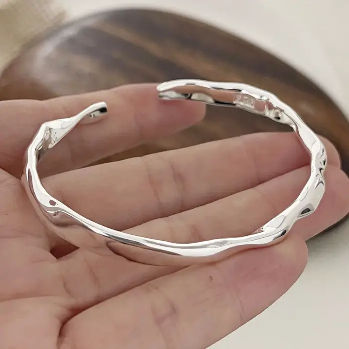 Bracelet en métal 100% argent Sterling 925 massif pour femmes et hommes, Vintage, fait à la main, Si