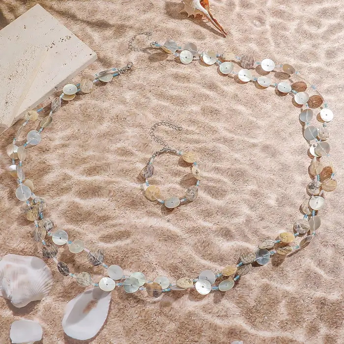 Collier de perles de coquillage multicouches à la mode, Bracelet fait à la main pour femmes, chaîne de clavicule, accessoires de bijoux de Style plage