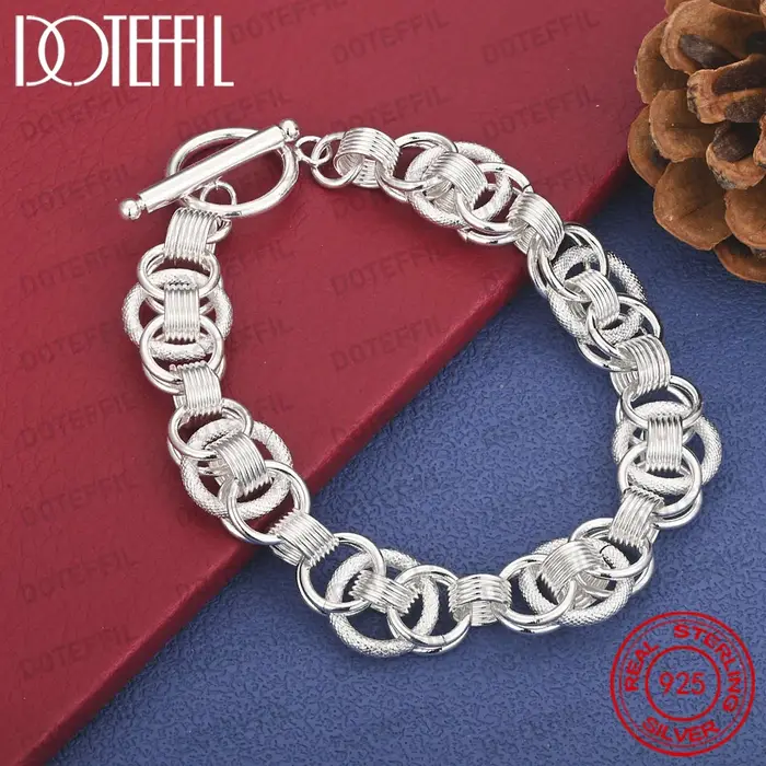 Bracelet tressé délicat multi-boucles en argent sterling 925 de 8 pouces pour hommes et femmes, cade