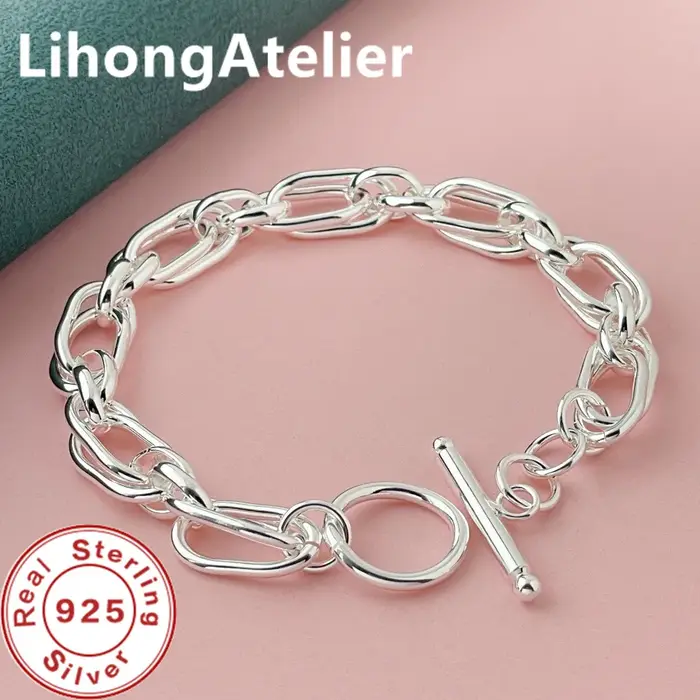 Bracelet classique en argent Sterling 925, Double lien, pour femmes et hommes, bijoux cadeau