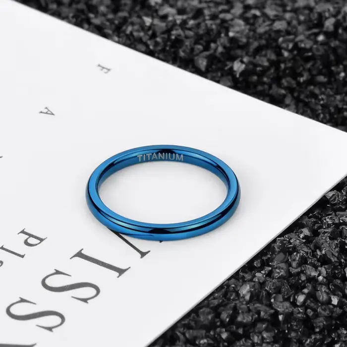 Somen – bagues de 2mm pour femmes, Bague bleue en titane mince, Bague de fiançailles, de mariage, bijoux de mode pour hommes, Bague Homme Anillos Mujer