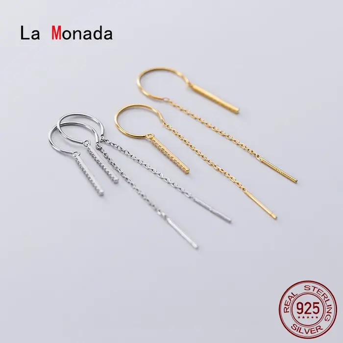 Boucles d'oreilles pendantes minimalistes en argent 925 La Monada pour femmes, design géométrique, bijoux élégants et sophistiqués, occasions spéciales