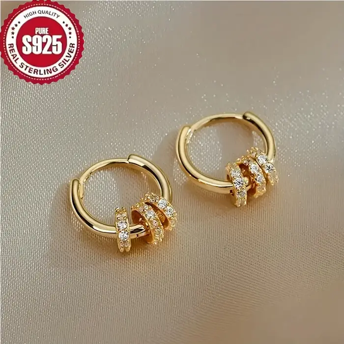 Boucles d'oreilles Huggie créoles en argent Sterling 925 plaqué or