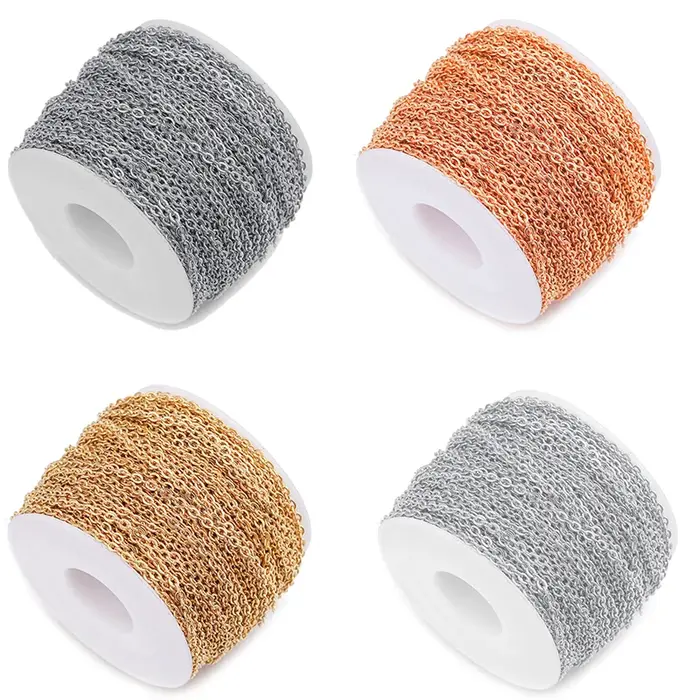 Chaînes de câbles en acier inoxydable plaquées or rose pour bijoux personnalisés DIY occasions spéciales