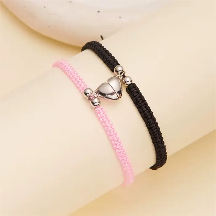 Bracelet Magnétique en Forme de Cœur Fait à la Main pour Hommes et Femmes, Réglable, Tressé, Couple, Amoureux, Mode, Navire Bestie Chia, Ensembles de Bijoux