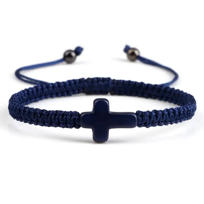Bracelet croix de jésus tissé à la main pour hommes et femmes