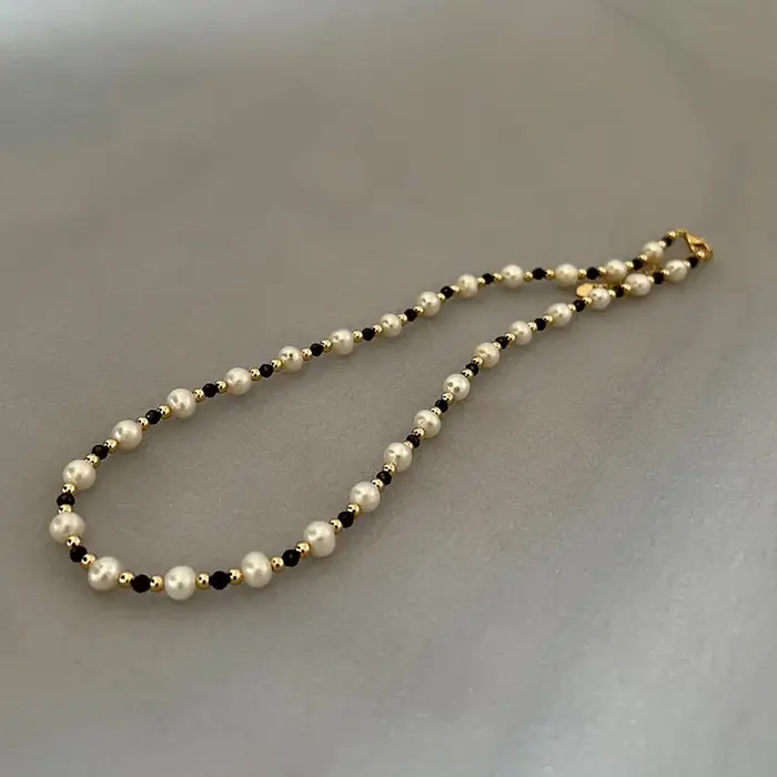 Collier de Perles d'Eau Douce Naturelles en Acier Inoxydable, Bijoux Fins de Haute Qualité pour Femm