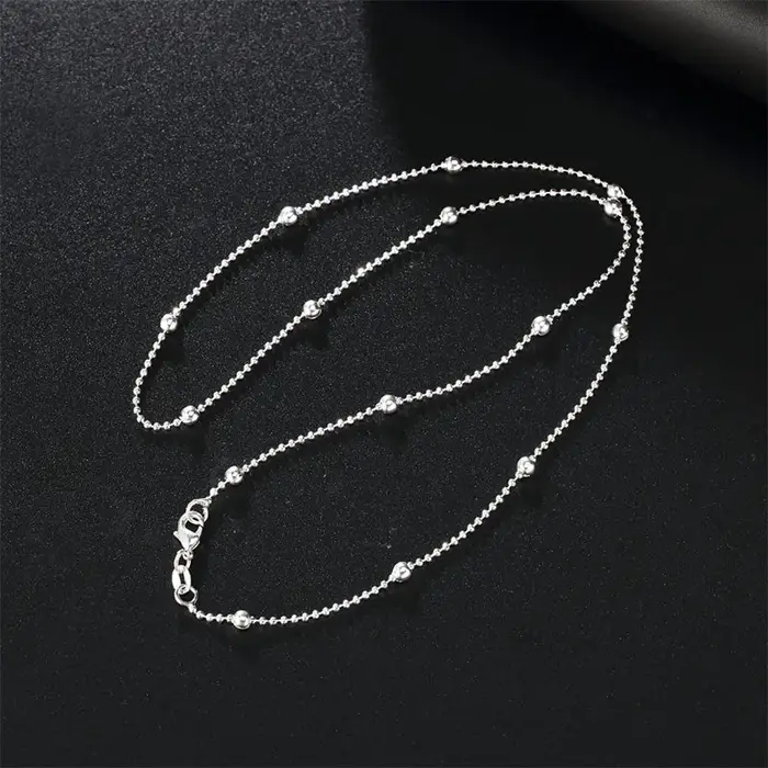 Breloque en argent Sterling 925 pour femmes, 16-24 pouces, chaîne de perles fines pour pull, bijoux