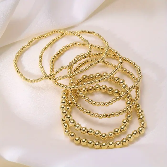 Ensemble de bracelets de perles dorées pour femmes