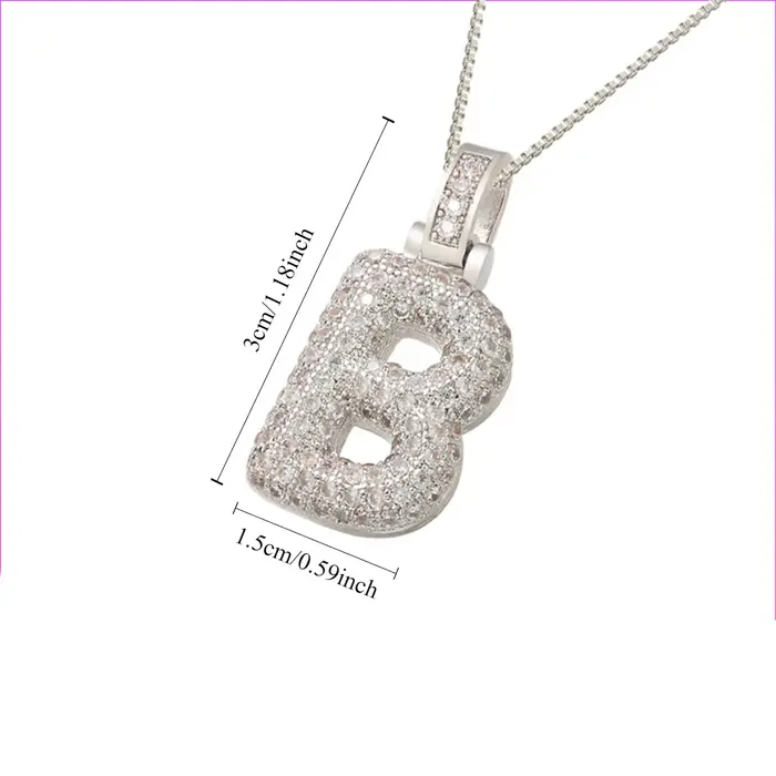 Collier avec pendentif en argent de 26 lettres pour femmes