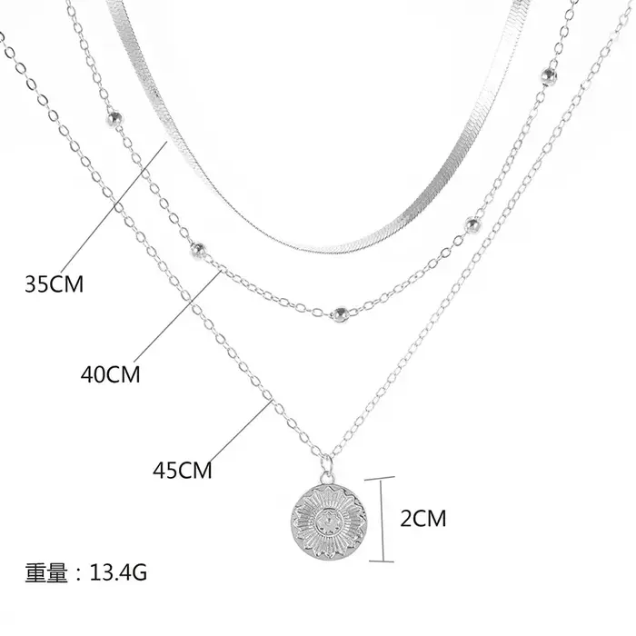 Collier rond à trois couches en argent Sterling 925 pour femmes