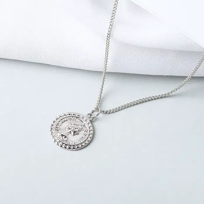 JOPeople-Collier rond en argent regardé pour femme