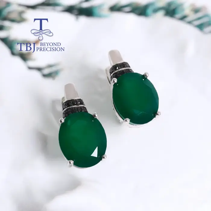 Boucles d'oreilles en agate verte naturelle