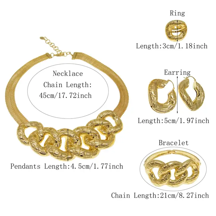 Ensemble de bijoux pour femmes en or de dubaï: collier circulaire