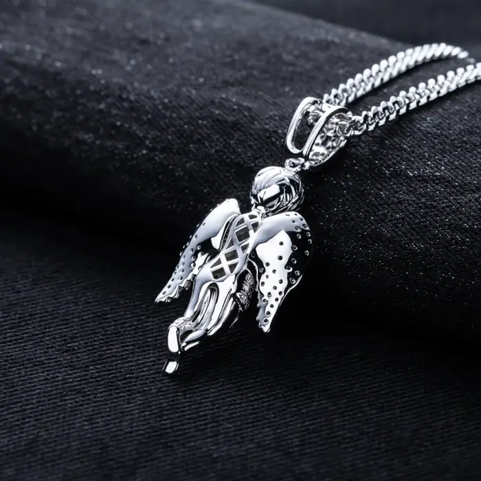 Moissanite glacé ange béni pendentif Bling Hip Hop collier 925 en argent Sterling hommes mode Punk Rock bijoux