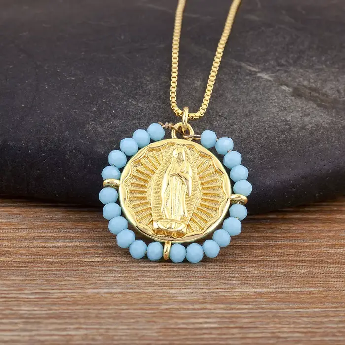 Nidin-Collier pendentif vintage pour hommes et femmes, perles pavées de portrait, nouveaux instituts