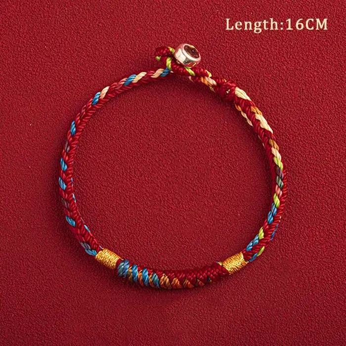 Bracelet tibétain en fil coloré pour hommes et femmes, porte-bonheur, UL, nœuds, rouge