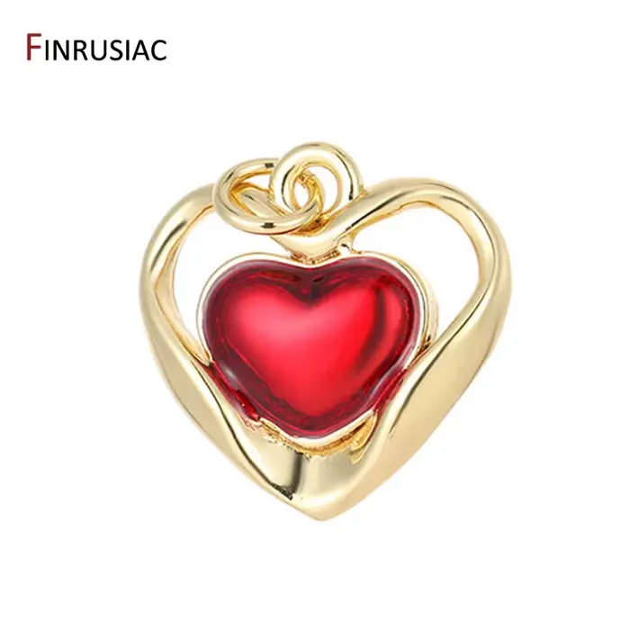 Breloques en forme de cœur en laiton plaqué or 14K, fournitures pour la fabrication de bijoux, accessoires de fabrication de boucles d'oreilles, bracelets et colliers, DIY