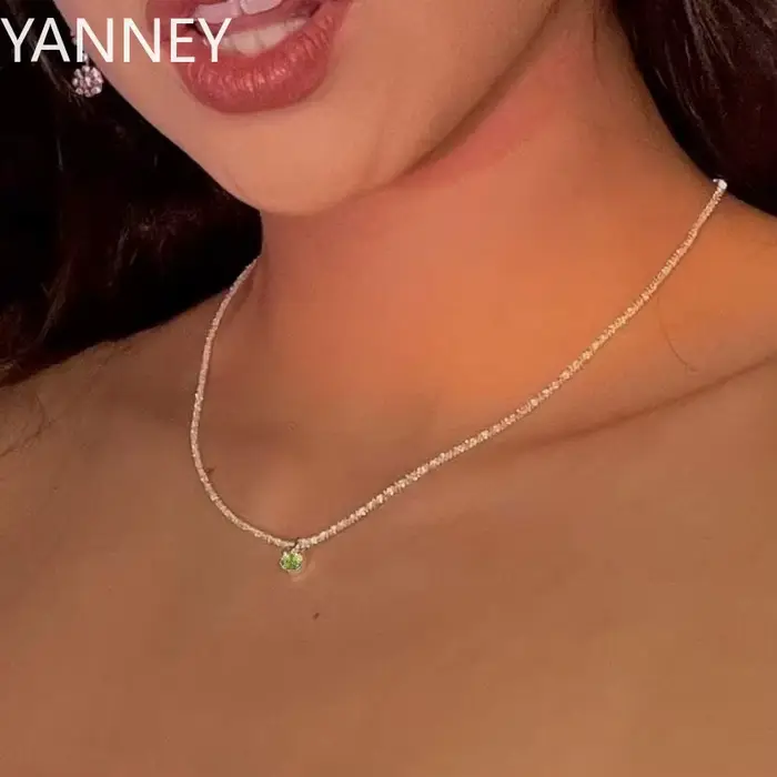Collier en argent 925 brillant pour femmes, 40-75cm, clavicule à la mode, accessoires de bijoux de fête de mariage coréens pour filles