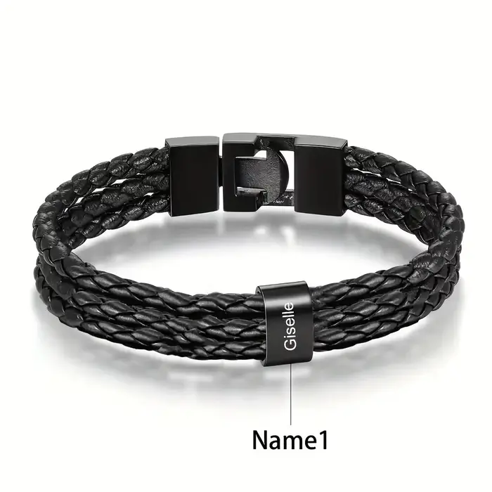 Bracelet personnalisé en acier inoxydable pour homme, bijoux avec 1 à 5 noms, cadeaux attentionnés p