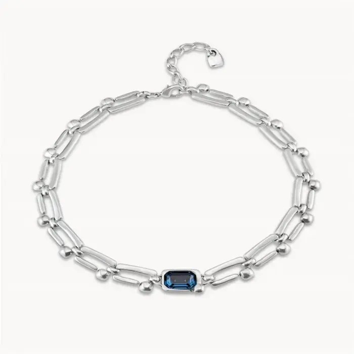 Collier classique et magnifique en forme d'ongle en cristal bleu