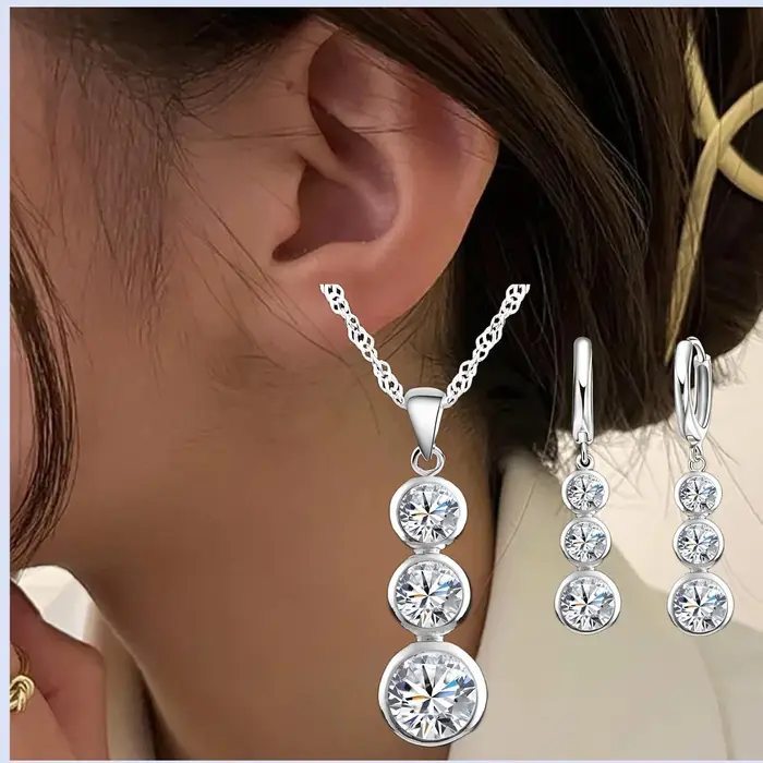 Ensemble de boucles d'oreilles et collier avec pendentif en forme de gourde en argent Sterling 925