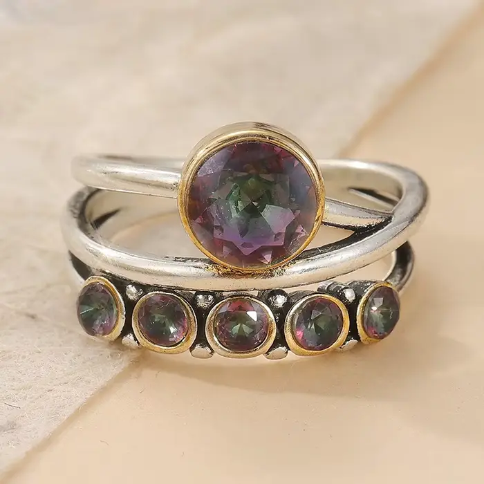 Bague antique incrustée de zircone synthétique verte plaquée argent pour femme, accessoire de bijout