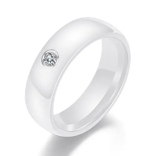 Bague en céramique colorée pour hommes et femmes, noir et blanc, avec grand cristal, pour mariage, l