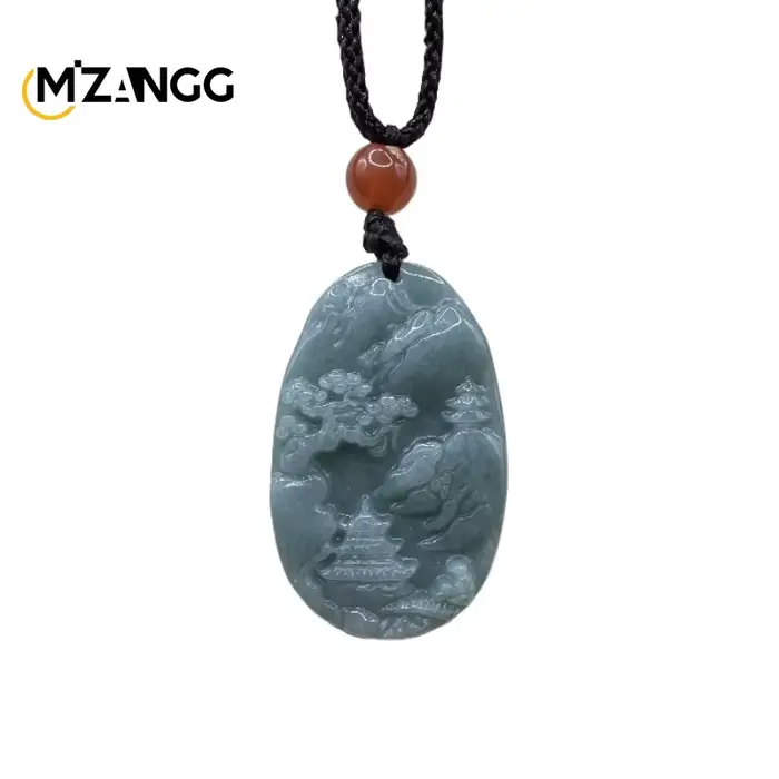 Pendentif artisanal en jadéite naturelle, Conception artistique, Sculpture exquise, breloque à la mo