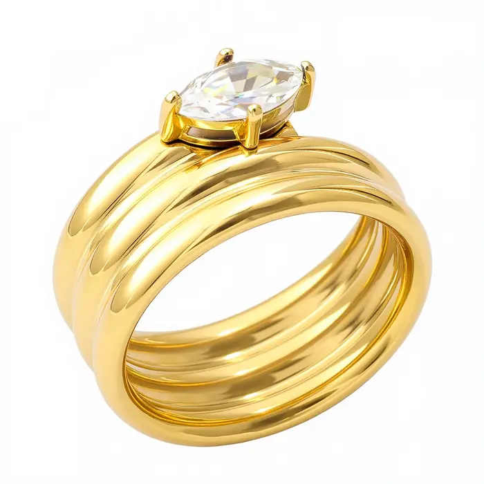 JOVO LOVE – bague en zircone cubique pour femmes, en métal plaqué or, en acier inoxydable, multi-éta